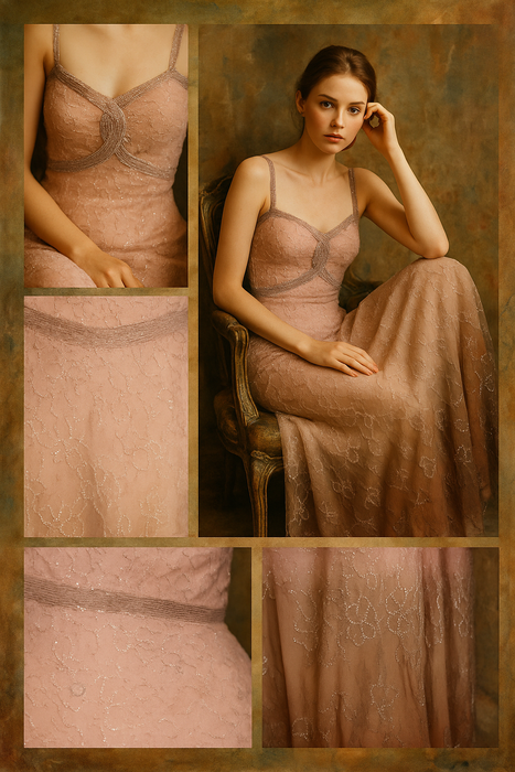 Rola, 20s hand dyed beaded silk chiffon bias cut dress