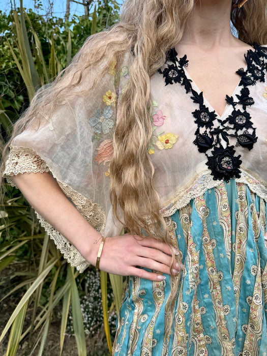 Coco, reworked 20s floral organza and Victorian dress