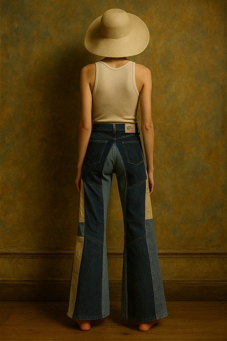 Antonio Giuseppe, 70s patchwork denim and leather jeans
