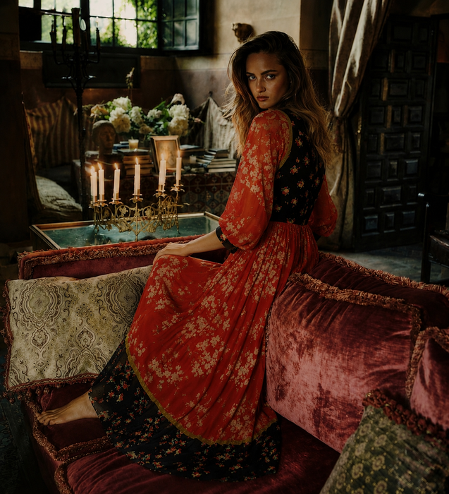 Thea Porter, 1971 documented floral print dress