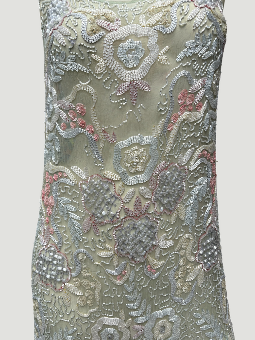 Taylor, original 20s mint green beaded flapper dress