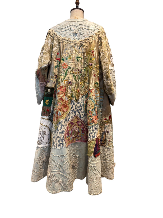 Traina, reworked Museum worthy Victorian, patchwork coat with original gold buttons