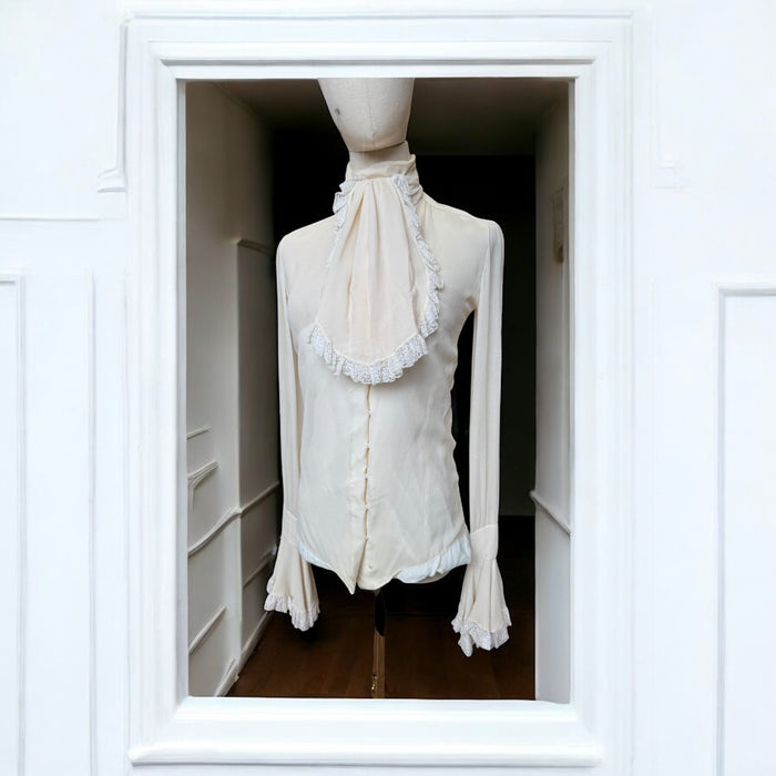 Christian Dior, by Galliano silk and lace runway poet blouse
