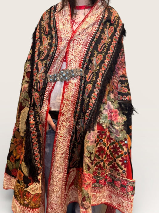 Fray, reworked Kashmiri embroidered and beaded cape