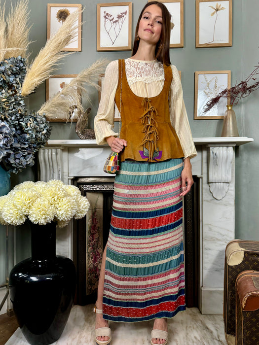 Effi, 70s suede embroidered waistcoat