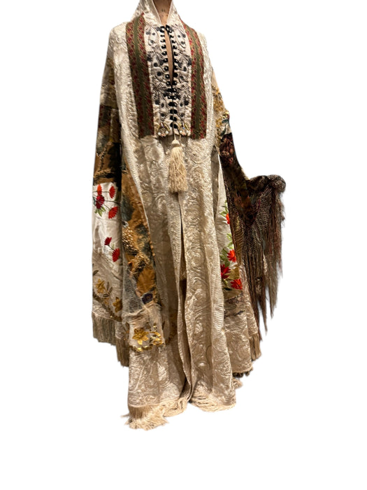 Donna, Reworked 40s Kashmiri embroidered patchwork fringed cape
