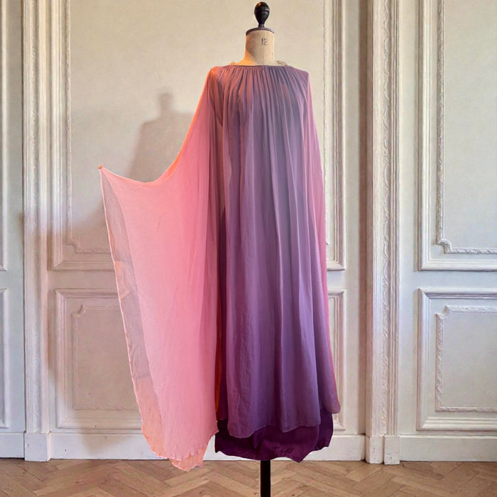 Yuki, for Rembrandt, 70s chiffon ombré antique pink dress