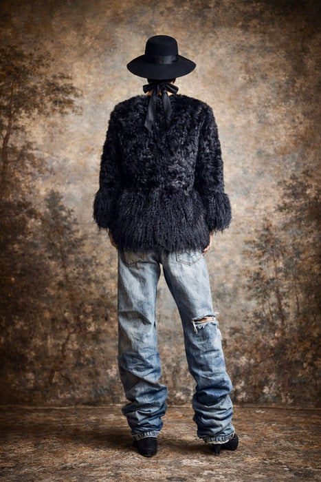 Heidi, vintage black Mongolian fur jacket