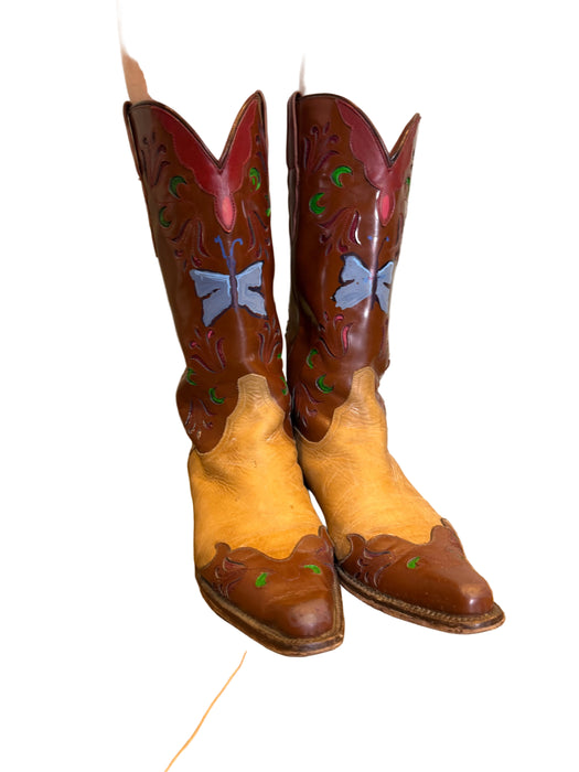 Marfa, original 70s tooled hand painted cowboy boots