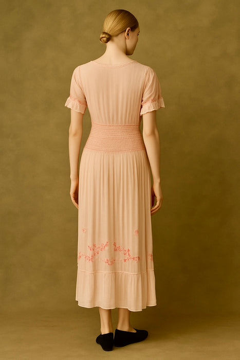 Hani, 40s pink embroidered Hungarian dress