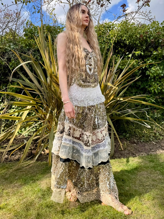 Madeus, reworked 20s sequins and lce tiered dress