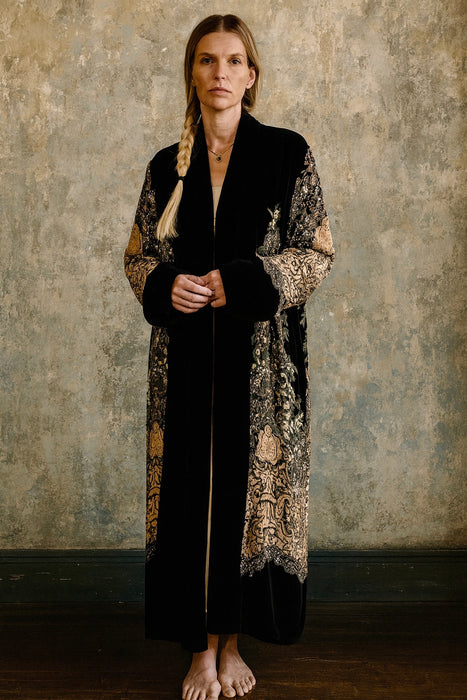 Jaklyn, 30s beaded silk devoré and velvet coat