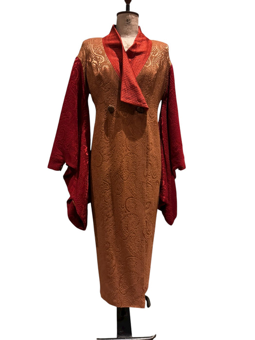 Sabrina, 30s silk brocade coat with long kimono style sleeves
