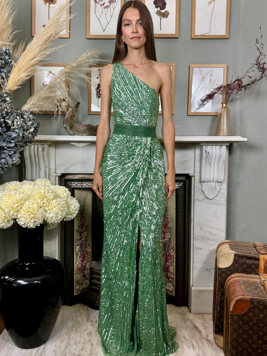 Ritual, 80s green sequins long gown