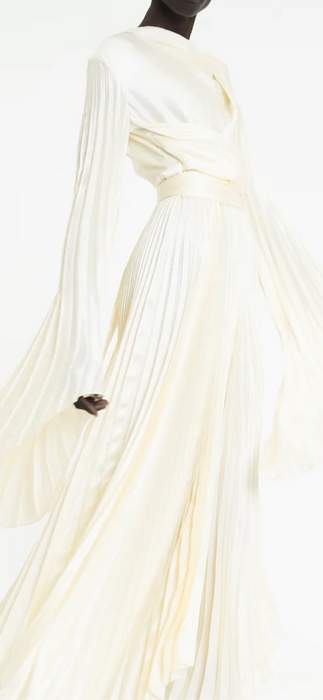 Arti, handmade pleated silk blend wrap dress