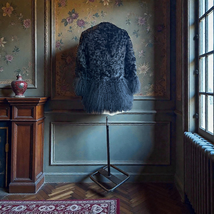 Heidi, vintage black Mongolian fur jacket
