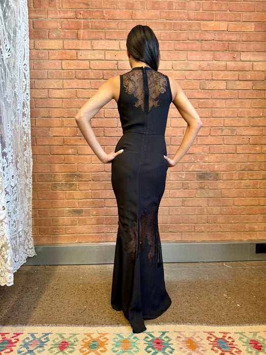 Ellie Saab, black crepe and lace dress