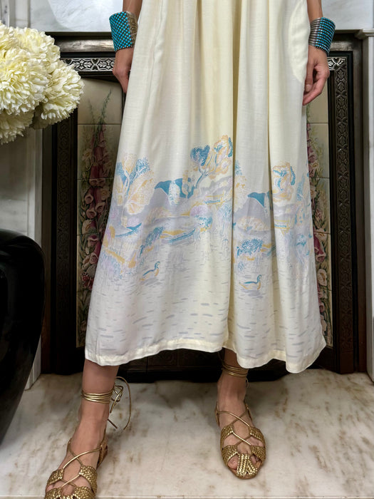 Chack, 70s cotton halterneck print dress