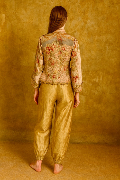 Edina, reworked Edwardian silk ad velvet embroidered jacket