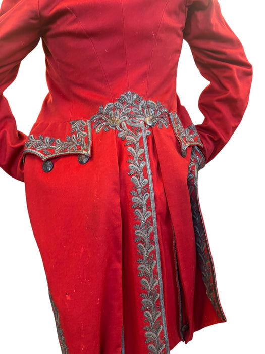 Miel, 19th C, red beaded embroidered tailcoat