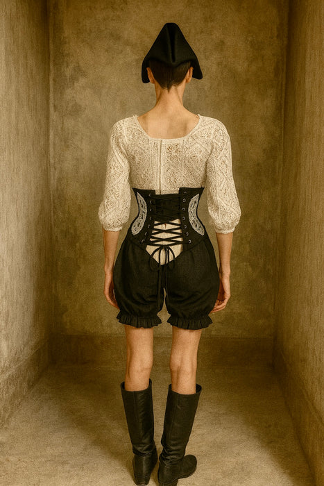 Astor, reworked Victorian corseted beaded blouse