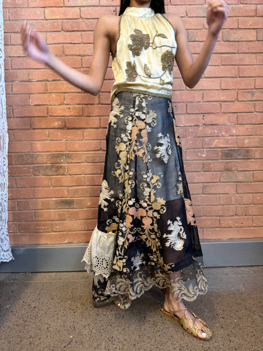 Tilly, reworked 20s beaded and voile print dress