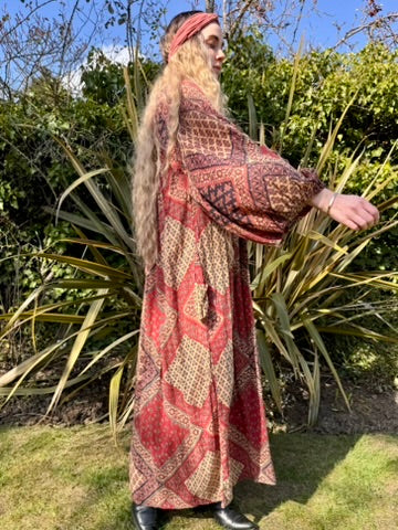 Bougie, 70s Indian cotton block print dress