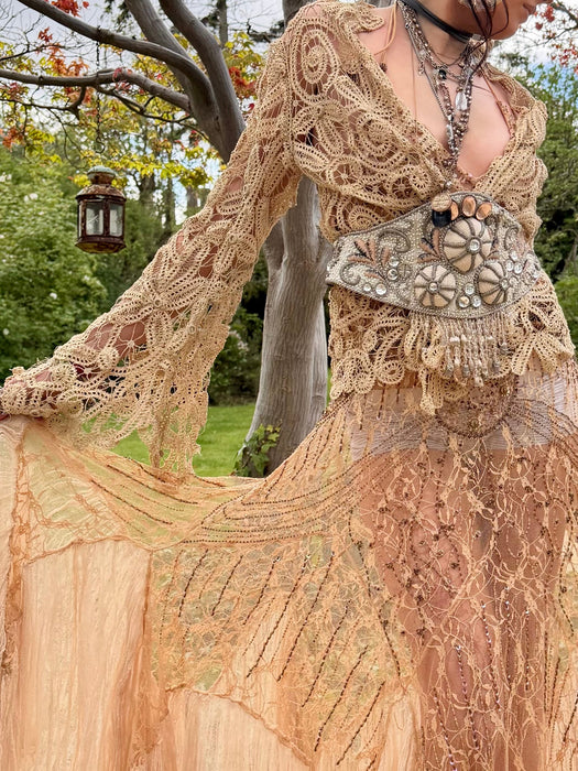 Magnolia, Edwardian needle lace flare sleeve jacket