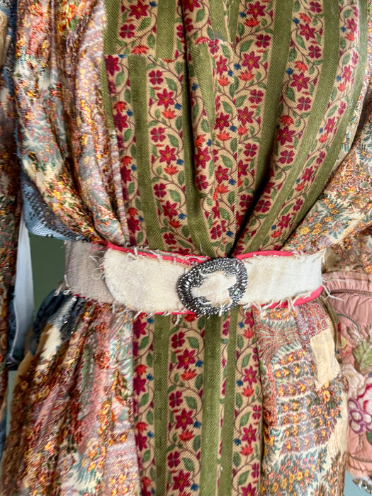 Moana, reworked 40s silk patchwork and hand painted velour long kimono