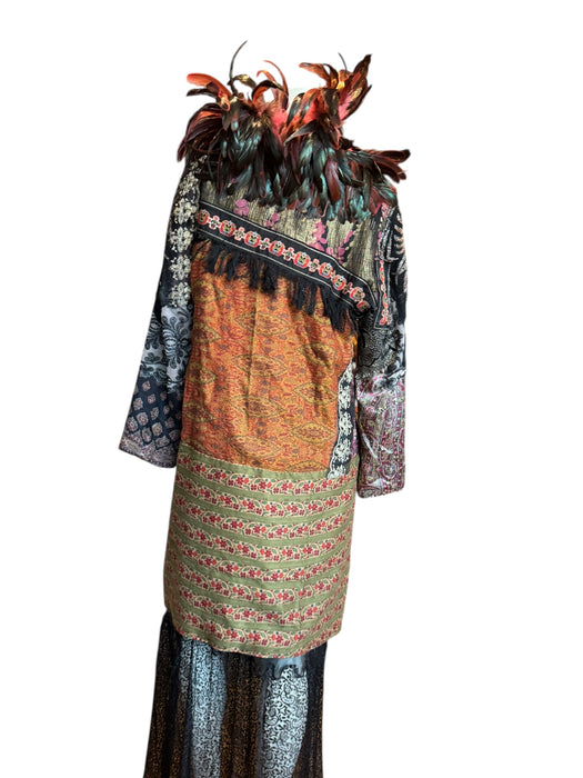 Hattie, reworked 80s patchworked double breasted feather coat