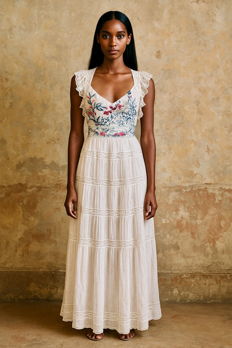 Mary, reworked floral and Victorian cotton and lace dress