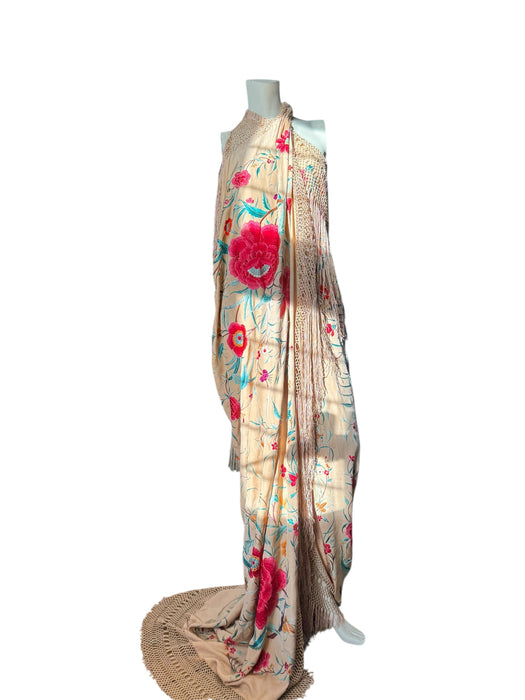 Allia, reworked 40s floral embroidered piano shawl dress