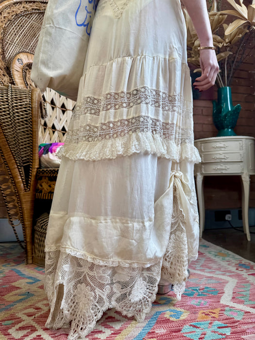 Jo, reworked 20s silk and lace long dress