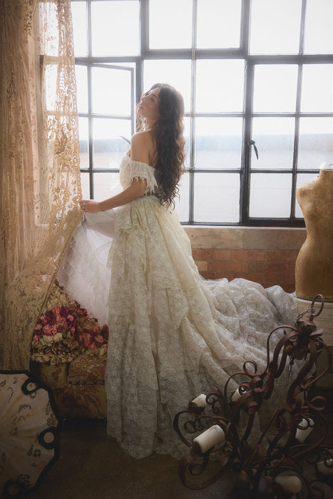 Glaze, Victorian reworked cotton and lace tiered dress