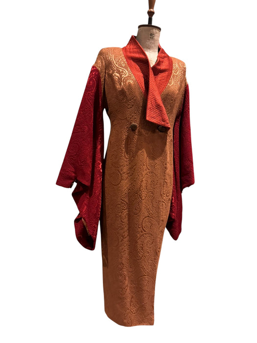 Sabrina, 30s silk brocade coat with long kimono style sleeves