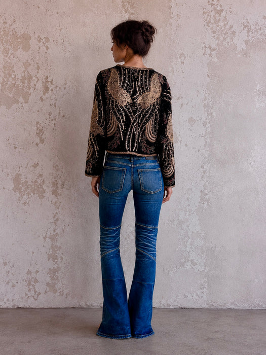 Praise, 1940s black velvet embroidered and beaded jacket