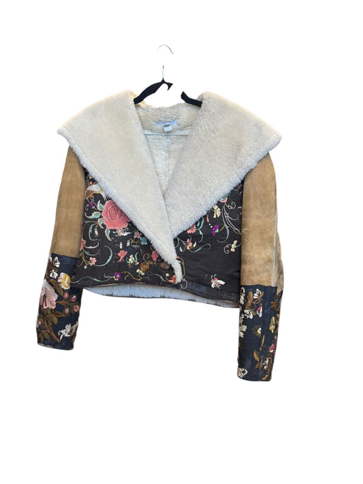 Paula, 80s sheepskin double breasted embroidered jacket