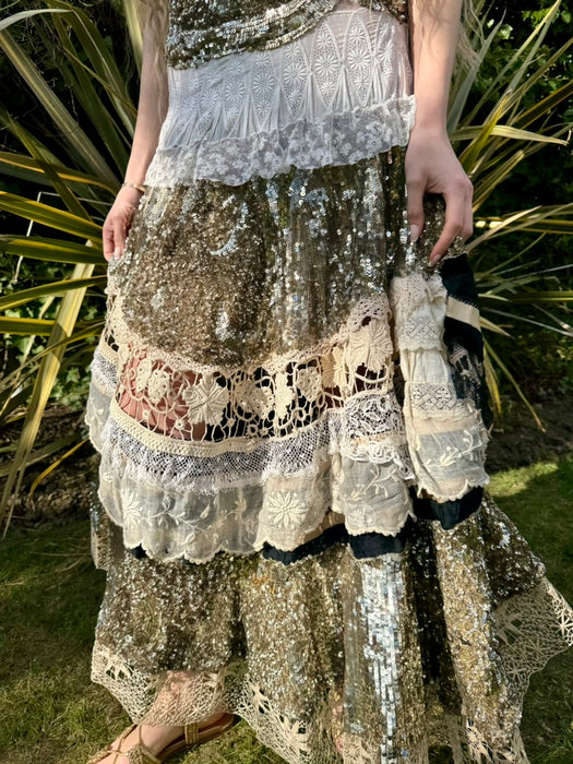 Madeus, reworked 20s sequins and lce tiered dress