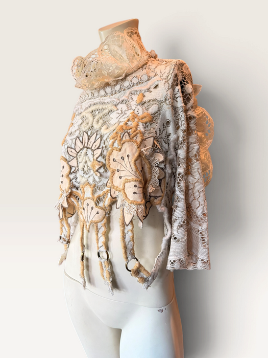 Delia, reworked mixed vintage lace top