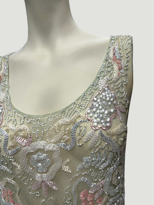 Taylor, original 20s mint green beaded flapper dress