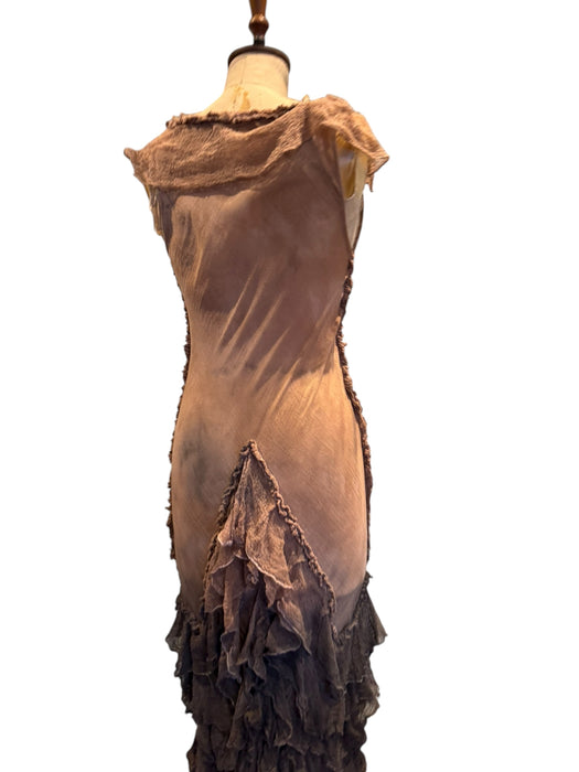 Anita, hand dyed vintage fishtail ombré muslin tiered dress