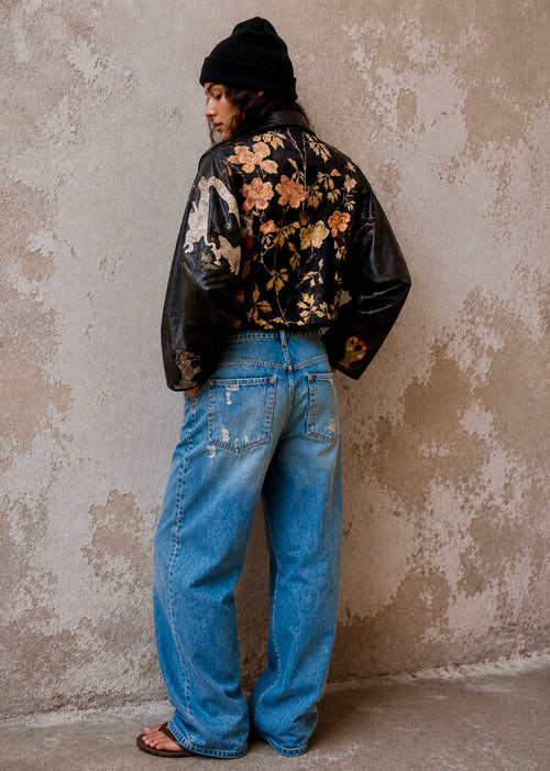 Omega, reworked 70s embroidered biker jacket