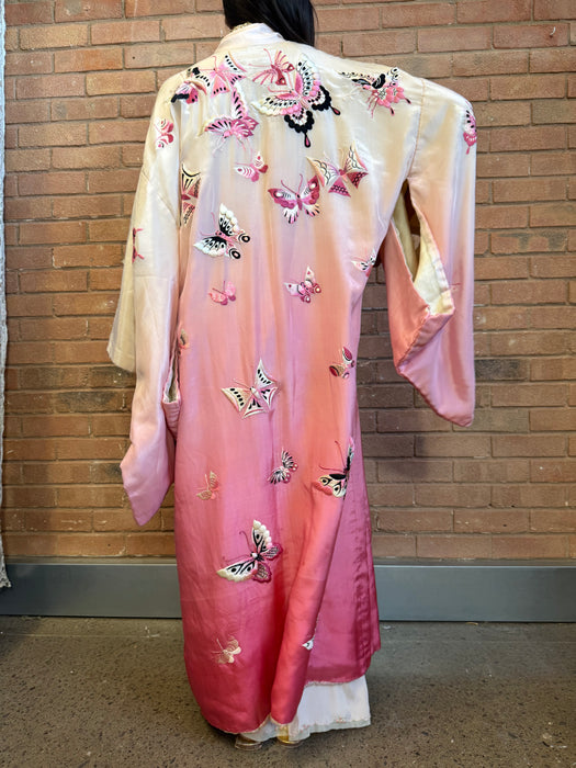 Mariposa, 40s silk ombré embroidered Japanese kimono