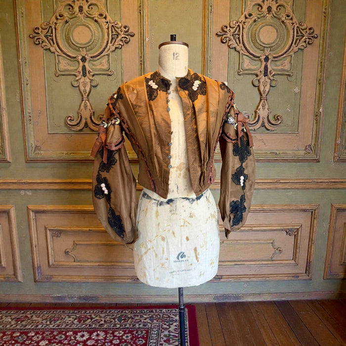 Tilly, repurposed Victorian silk and lace jacket