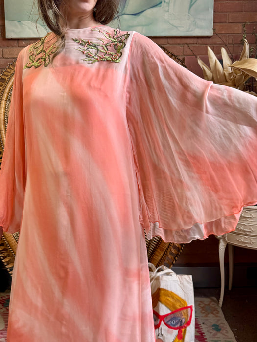 Vale, 70s angel sleeve chiffon dress