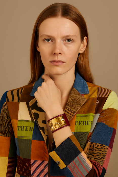 Hermés, collier de chien leather burgundy bracelet
