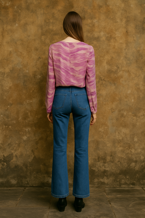 Roberto Cavalli, early 80s silk print ruffle blouse