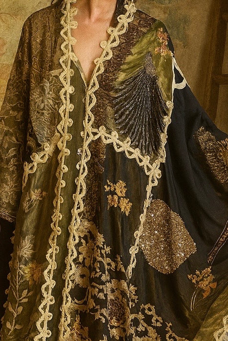 Anchor, reworked Antique French net and lace patchwork cape