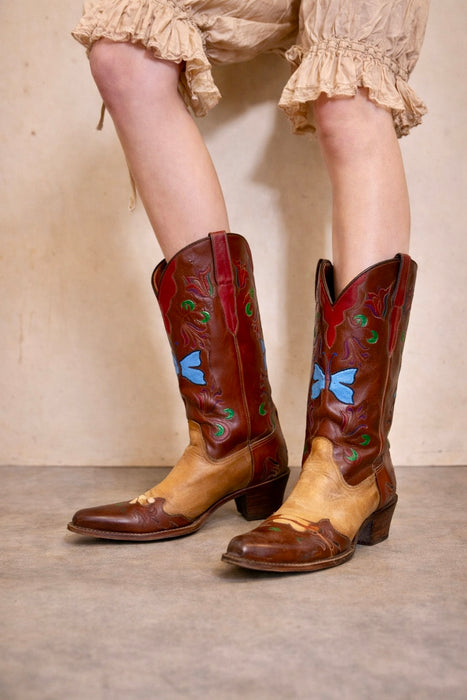 Marfa, original 70s tooled hand painted cowboy boots
