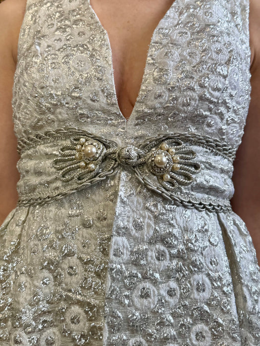 Haley, 60s Silver brocade shorts and dress